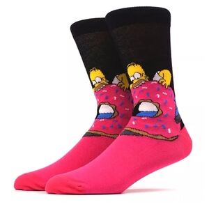 The Simpsons | Homer Simpson | Cartoon Character Socks | Gift | Pink | Black